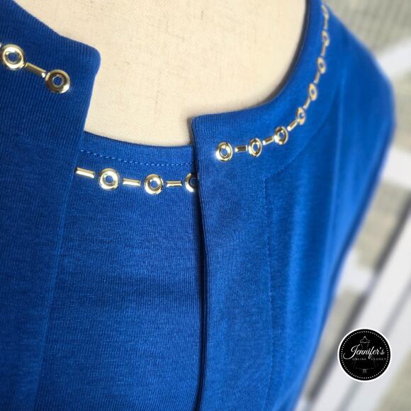 Rafaella 2-Piece Blue & Silver Embellished Open Cardigan Set Size MP - Picture 5 of 12